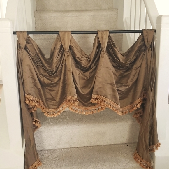 Bronze Brown Tabbed Swag Valance - Picture 1 of 3